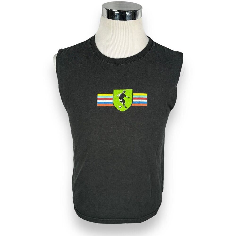 Vintage Nike Soccer Tank Top Men's‎ XL T-Shirt Graphic USA 90s Black Sleeveless